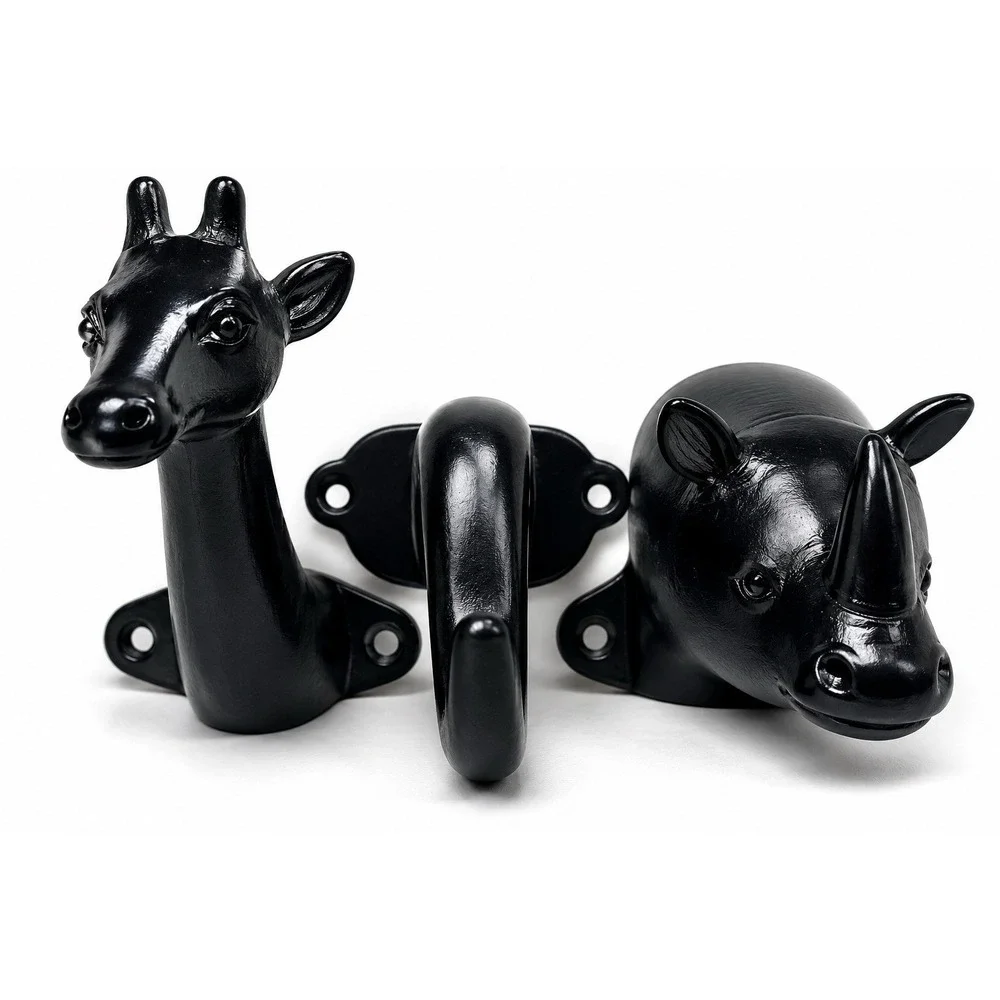 IKEA KLYPA 3 METAL  ANIMAL WALL HOOKS, HANGERS GIRAFFE+RINO+ELEPHANT NEW OPEN BX